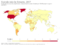 Suicide rate by firearm Suicide rate by firearm, OWID.svg