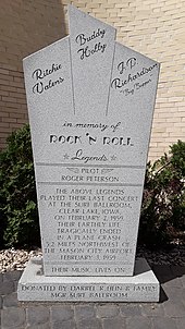 Monument in front of Surf Ballroom in Clear Lake, Iowa