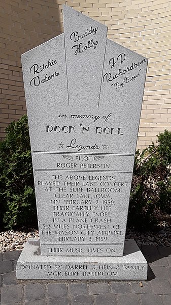 Monument in front of Surf Ballroom in Clear Lake, Iowa