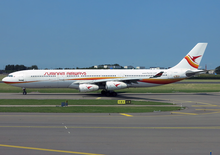 The sole Surinam Airways Airbus A340-300, seen here at Amsterdam Airport Schiphol in 2013. In February 2014 (2014-02), it was announced that the airline would acquire another wide-body aircraft to complement its A340 on international services. Surinam Airways A340-300 PZ-TCP AMS 2013-07-05.png