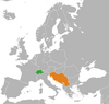 Location map for Switzerland and Yugoslavia.