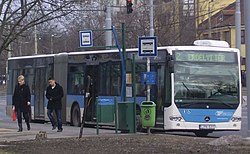 Mercedes-Benz Conecto G típusú autóbusz a 2-es vonal utolsó előtti üzemnapján, a Vértónál