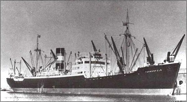 Tannenfels, a German blockade runner which was sunk in Bordeaux harbour by limpet mines from the Frankton team