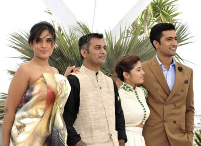 Kaushal with the team of Masaan at the 2015 Cannes Film Festival