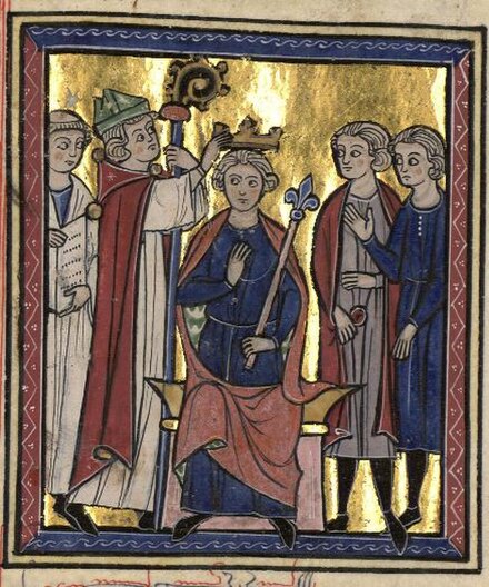 King Fulk (enthroned) being crowned