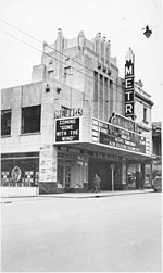 The art-deco Metro Cinema on Hindley Street, c. 1940. The Metro, Hindley Street.jpg