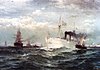 Прощальный салют Белой эскадрильи телу Джона Эрикссона, Нью-Йоркский залив, 23 августа 1890 г.