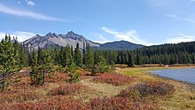Three Fingered Jack as seen from Santiam Lake Three Fingered Jack and Santiam Lake.jpg