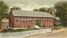 Peterborough Town Library, the first completely tax supported public library in the United States, 1906, Peterborough, New Hampshire. Town Library, Peterborough, NH.jpg