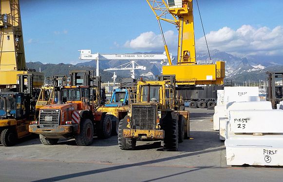 tractors for transportation of marble blocks, Carrara, Italy