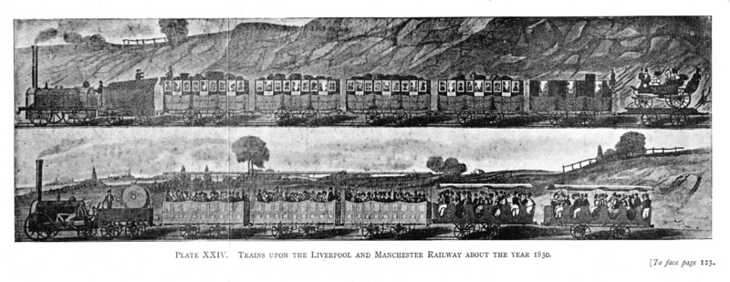 File:Trains upon the Liverpool and Manchester Railway about the year 1830.png