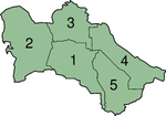 Mappa delle suddivisioni di 1º grado del Turkmenistan