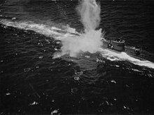 German submarine U-118 under air attack in June 1943 U-118 Angriff.jpg