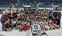 The UNB Reds after winning the 2023 University Cup in Charlottetown, PEI on March 19, 2023 UNB2023UCup.jpg