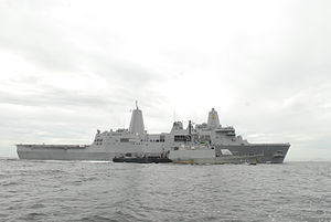 US Navy 110826-N-UT455-313 The Indonesian fast patrol boat KRI Todak 163, front, escorts USS Green Bay (LPD 20) though the Indian Ocean.jpg