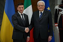 Ukraine President Volodymyr Zelenskyy meets Italian President Sergio Mattarella during an official visit to the Italian Republic, 7 February 2020.jpg