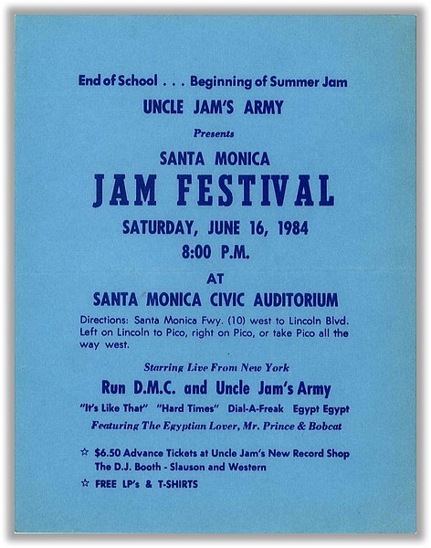 A poster for a Southern California concert starring the group in 1984