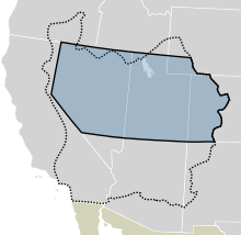 Map of the borders for the proposed State of Deseret and the actual border for the Territory of Utah.