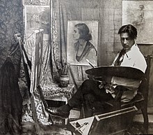 Vangjush Mio in his studio