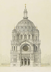 Victor Baltard Église Saint-Augustin à Paris, élévation de la façade principale