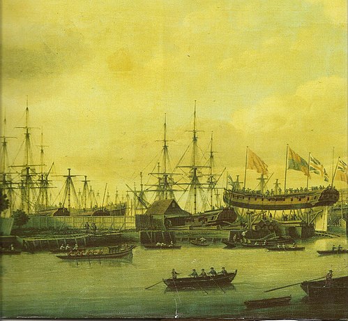 View from Dudman's Dockyard Deptford by John Cleveley, 1774.jpg