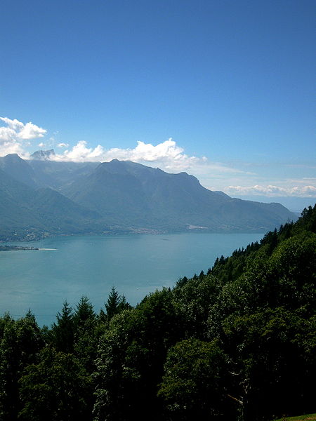 View of the lake and the Chablais Alps from Caux