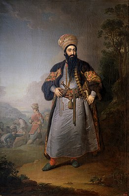 Vladímir Borovikovsky.  "Retrato de Murtaza-Kuli-Khan", 1796, Museo Estatal Ruso