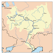 Kort over Volgas afvandingsområde.