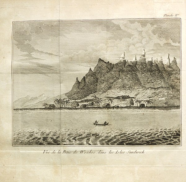 Illustration of Oahu, from the French translation of Dixon's book A Voyage Round the World