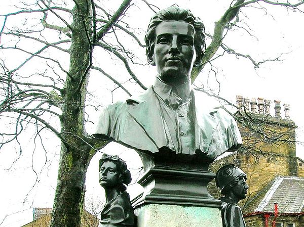 Bust of Wallace Hartley in Albert Road, Colne, Lancashire