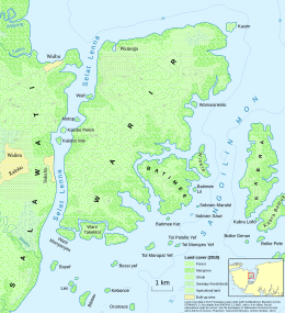 A map of Warir Island and surroundings