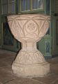 English: Protestant Church in Angersbach (Detail: Baptismalfont) , Wartenberg, Hesse, Germany