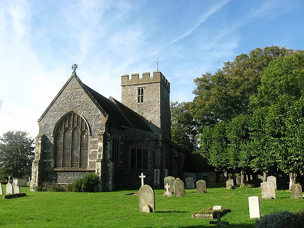 Wickhambreaux, Kent, The Church of St. Andrew where there is a gravestone in memory of Maltby & his crew