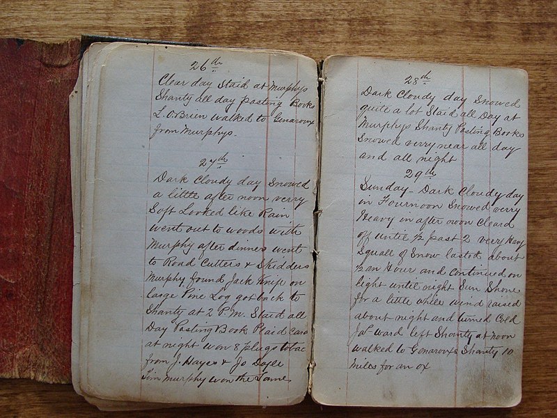 File:"26th (November 1874)- Clear day staid at Murphys Shanty all day posting books. L O'Brien walked to Genaroux from Murphys." (3301212940).jpg