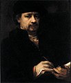 'Self-portrait' of Rembrandt with pen, inkpot and sketchbook, unknown imitator, 17th or 18th century, collection Alfred and Isabel Bader (Milwaukee).jpg