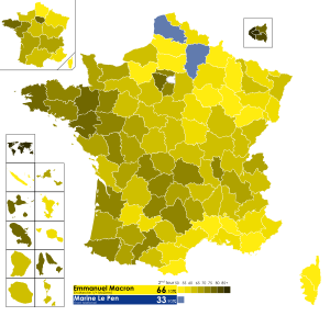 Election presidentielle francaise de 2017 T2 carte departements & regions.svg