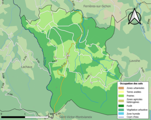 Barevná mapa znázorňující využití půdy.