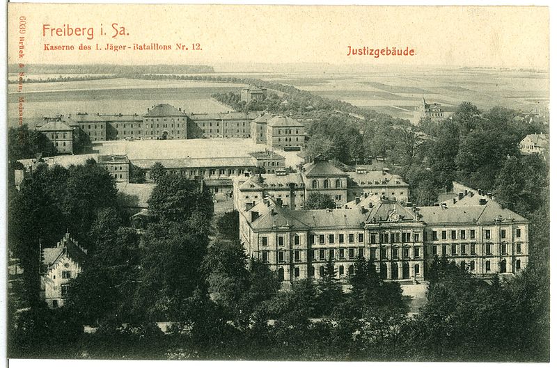 File:06039-Freiberg-1905-Kaserne des 1. Jäger-Bataillon Nr. 12 - Justizgebäude-Brück & Sohn Kunstverlag.jpg