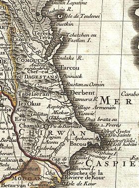 İranın xəritəsində Şirvan. Giyom Delil. 1724-cü il.