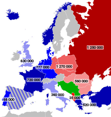 NATO and Warsaw Pact troop strengths in Europe in 1959
