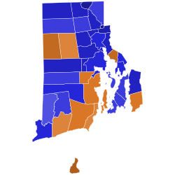 2000 Rhode Island Democratic presidential primary election results map by municipality (vote share).svg