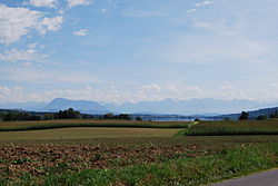 Das Seetal mit dem Baldeggsee in der Mitte.