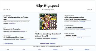 <i>The Signpost</i> English Wikipedias monthly newspaper