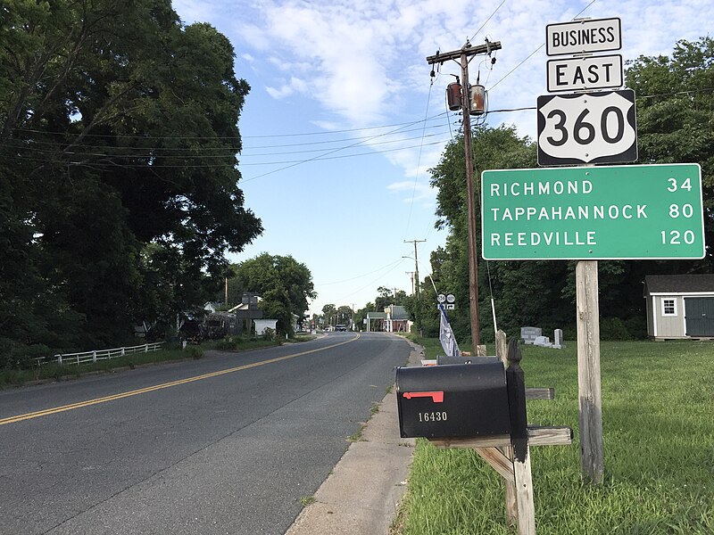 File:2017-06-26 19 19 17 View east along U.S. Route 360 Business (Goodes Bridge Road) at Virginia Street (Virginia State Secondary Route 1009) in Amelia Courthouse, Amelia County, Virginia.jpg