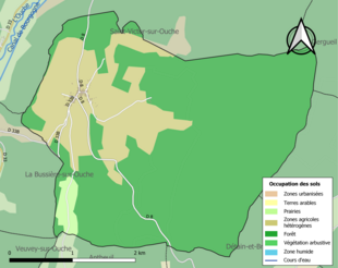 Carte en couleurs présentant l'occupation des sols.