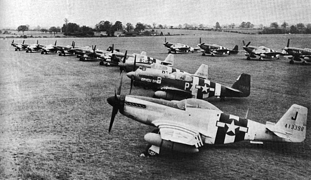 P-51 Mustangs of the 486th Fighter Squadron at RAF Debden 20 June 1944