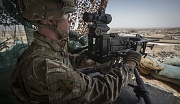 Black Watch (3 SCOTS) soldier at Al Asad Air Base, playing his role in Operation Inherent Resolve 3 SCOTS on Operation Inherent Resolve MOD 45165964.jpg