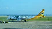 A Cebu Pacific Air Airbus A320 registered as RP-C3266 is seen taxiing after being pushed back for departure bound for Manila.