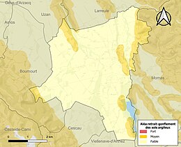 Carte des zones d'aléa retrait-gonflement des sols argileux de Mazerolles.