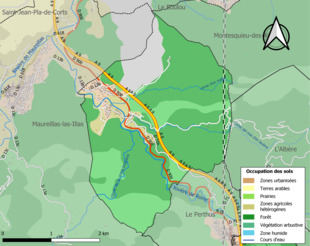 Barevná mapa znázorňující využití půdy.